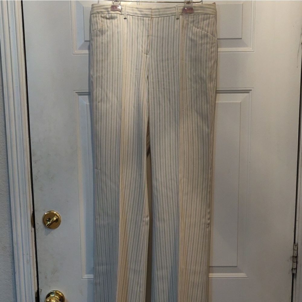 The Limited Cassidy Fit Creme with Olive Stripes Dress Slacks‎ Size L